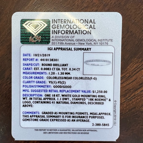 Selling authentic .34 CT Diamond eternity band 18K White Gold, Ring Size: 6.5 - Picture 6 of 7